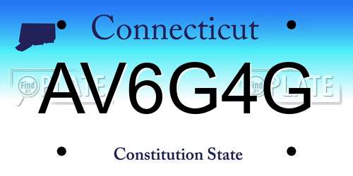 AV6G4G Connecticut License Plate