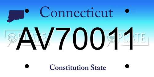 AV70011 Connecticut License Plate