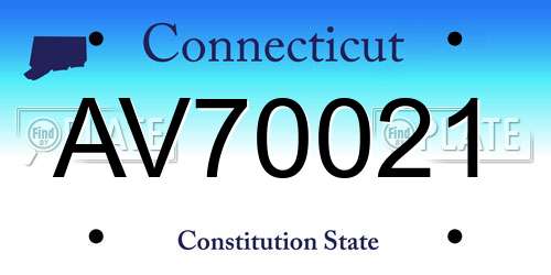 AV70021 Connecticut License Plate