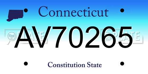 AV70265 Connecticut License Plate
