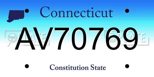 AV70769 Connecticut License Plate