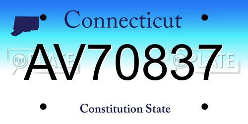 AV70837 Connecticut License Plate