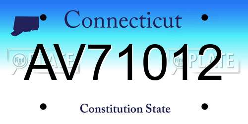 AV71012 Connecticut License Plate