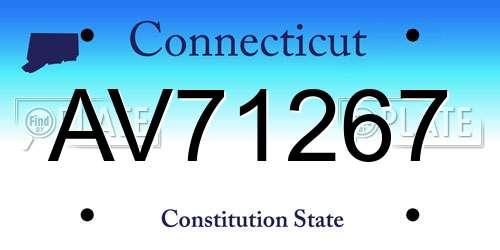 AV71267 Connecticut License Plate
