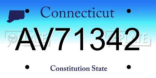 AV71342 Connecticut License Plate