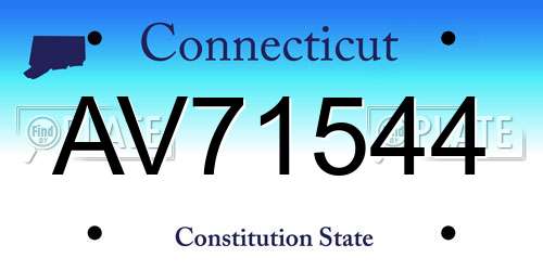 AV71544 Connecticut License Plate