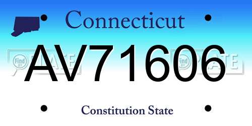 AV71606 Connecticut License Plate