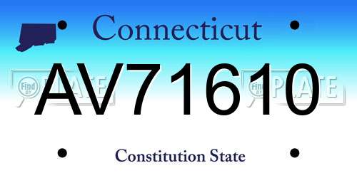 AV71610 Connecticut License Plate