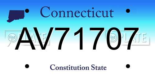 AV71707 Connecticut License Plate