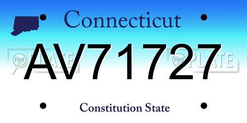 AV71727 Connecticut License Plate