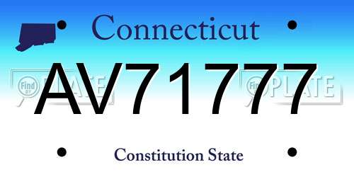 AV71777 Connecticut License Plate