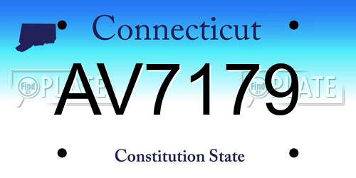 AV7179 Connecticut License Plate