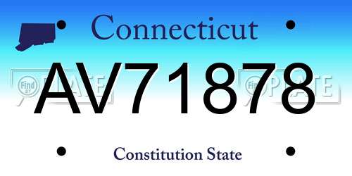 AV71878 Connecticut License Plate