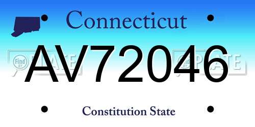 AV72046 Connecticut License Plate