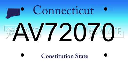 AV72070 Connecticut License Plate