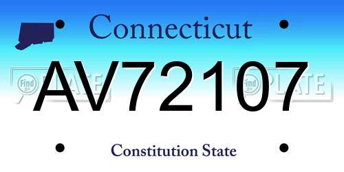 AV72107 Connecticut License Plate