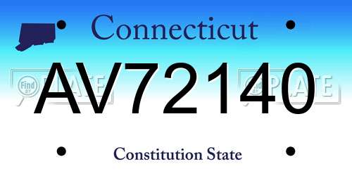 AV72140 Connecticut License Plate