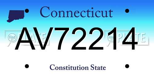 AV72214 Connecticut License Plate