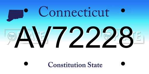 AV72228 Connecticut License Plate
