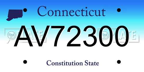 AV72300 Connecticut License Plate