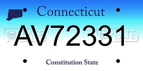 AV72331 Connecticut License Plate