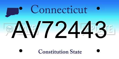 AV72443 Connecticut License Plate