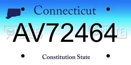 AV72464 Connecticut License Plate