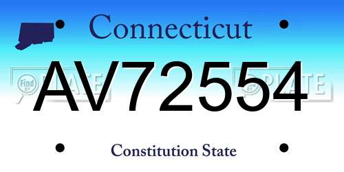 AV72554 Connecticut License Plate