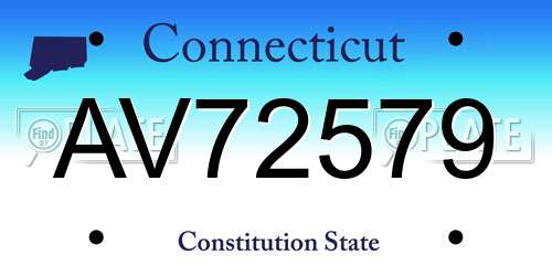 AV72579 Connecticut License Plate