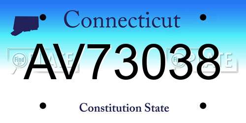 AV73038 Connecticut License Plate