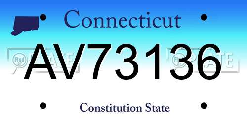 AV73136 Connecticut License Plate