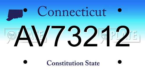 AV73212 Connecticut License Plate