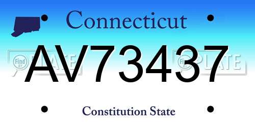 AV73437 Connecticut License Plate
