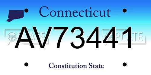 AV73441 Connecticut License Plate