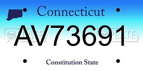 AV73691 Connecticut License Plate