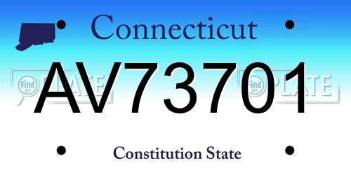 AV73701 Connecticut License Plate