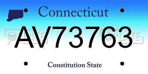 AV73763 Connecticut License Plate