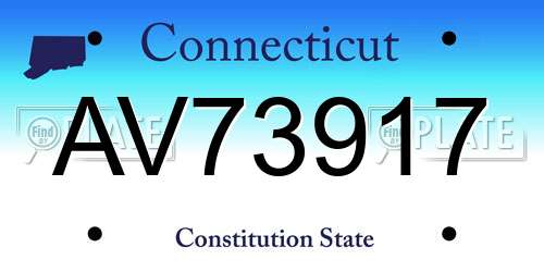 AV73917 Connecticut License Plate