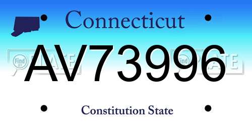 AV73996 Connecticut License Plate