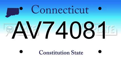 AV74081 Connecticut License Plate