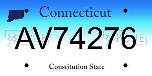 AV74276 Connecticut License Plate