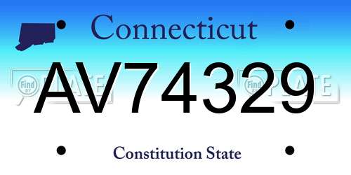 AV74329 Connecticut License Plate