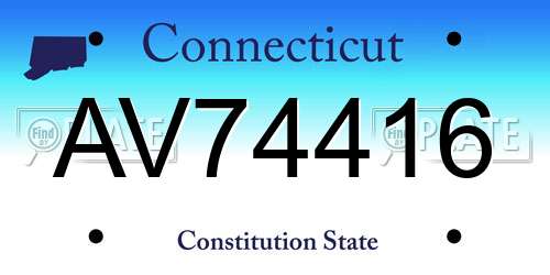 AV74416 Connecticut License Plate