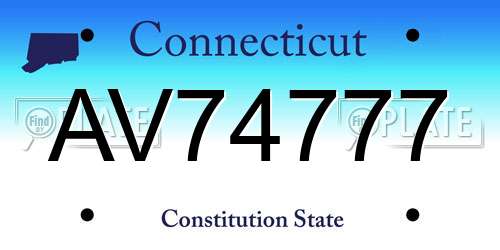 AV74777 Connecticut License Plate