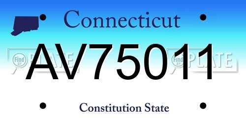 AV75011 Connecticut License Plate