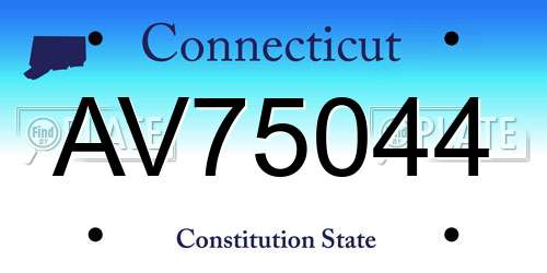 AV75044 Connecticut License Plate
