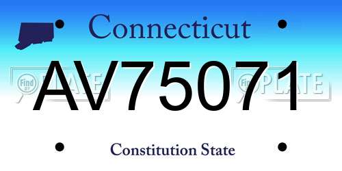 AV75071 Connecticut License Plate