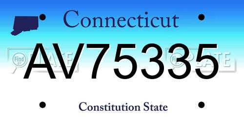 AV75335 Connecticut License Plate