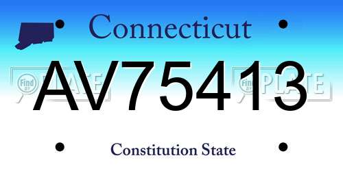 AV75413 Connecticut License Plate