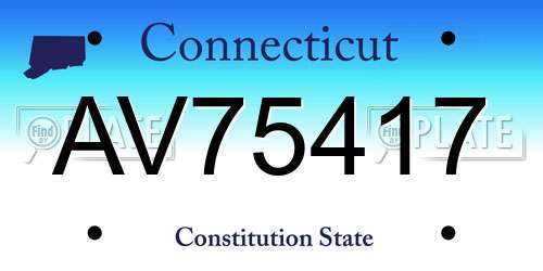 AV75417 Connecticut License Plate